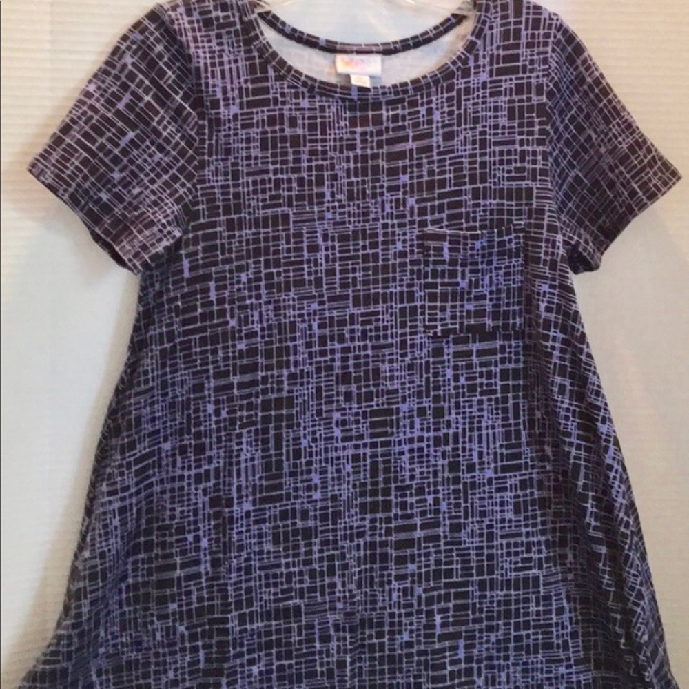 LULAROE  Black Purple Pattern Carly Hi lo Dress XS